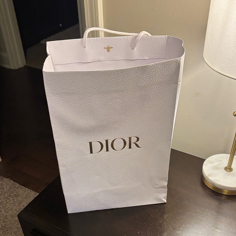 Dior White Bag with Gold Logo